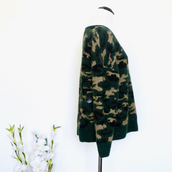 LNA Camouflage Distressed Alpaca Blend Pullover Sweater Green SZ S - Picture 8 of 10